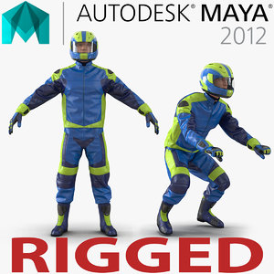 motorcycle rider generic rigged 3d ma