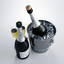 champagne bottles glasses 3d model