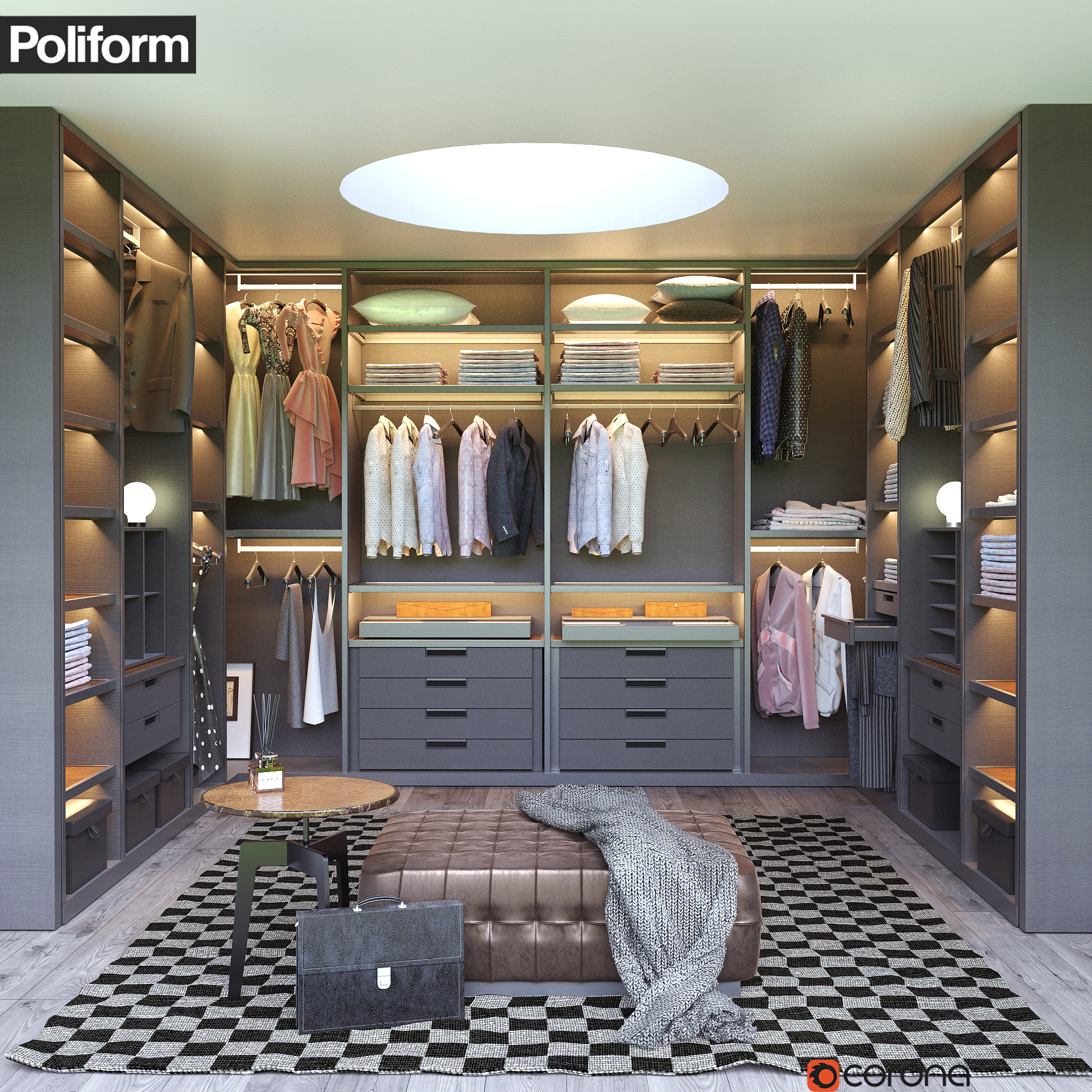 Begehbarer Kleiderschrank Poliform Senzafine 3d Modell