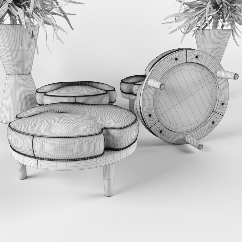 stackable ottoman 3d model