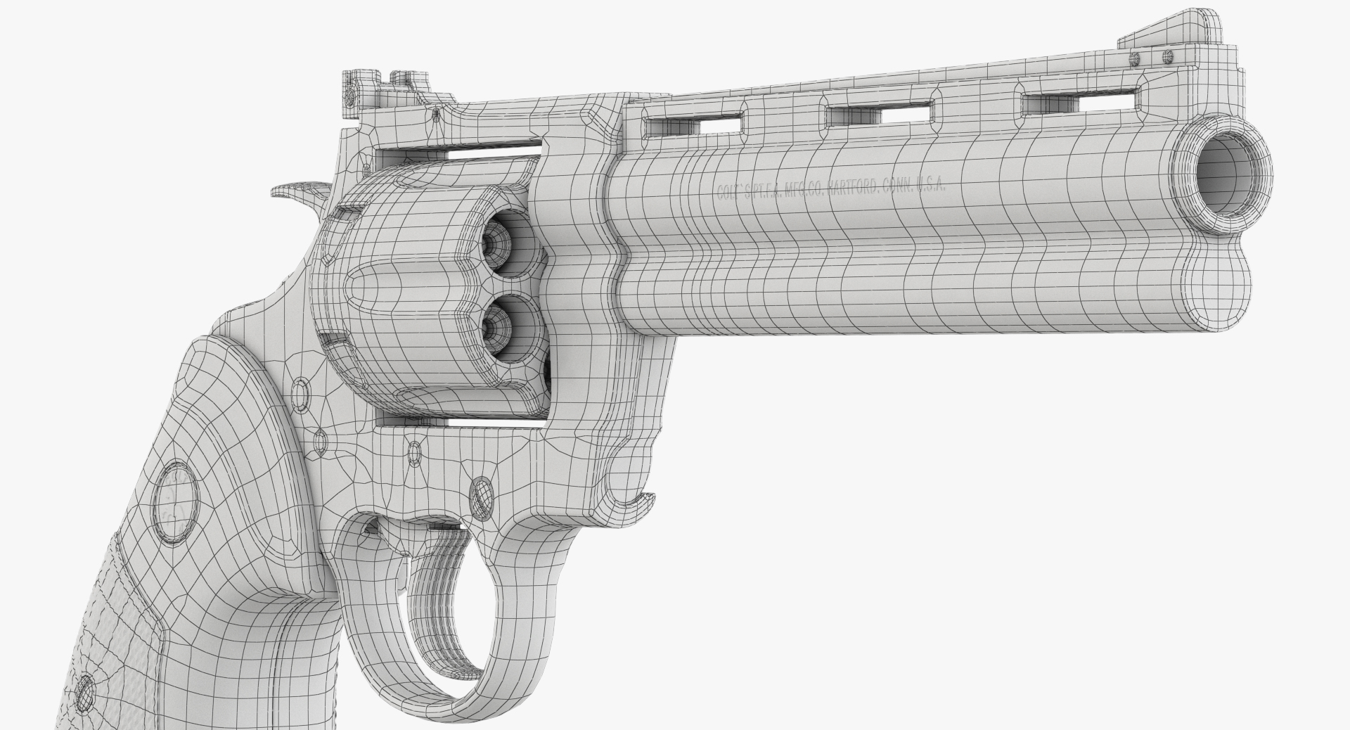 revolver colt python 3d model