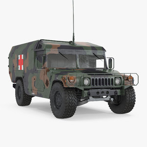 mini ambulance military car 3d model