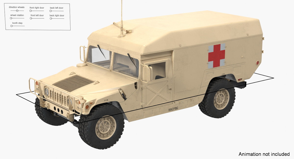 Ambulance Car Hmmwv M996 3d Model