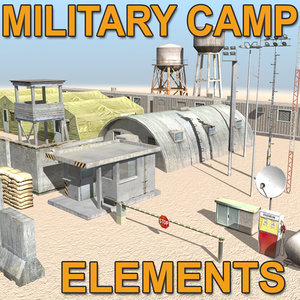 camp military element barrack 3d c4d