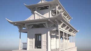 3d model chinese temple bridge