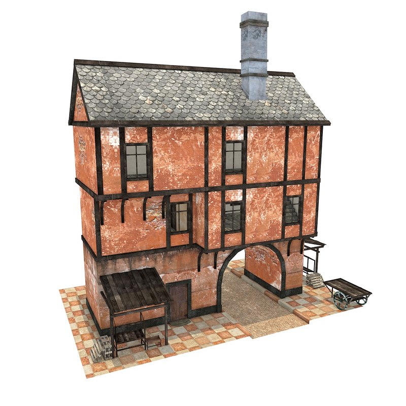 medieval gate house fbx