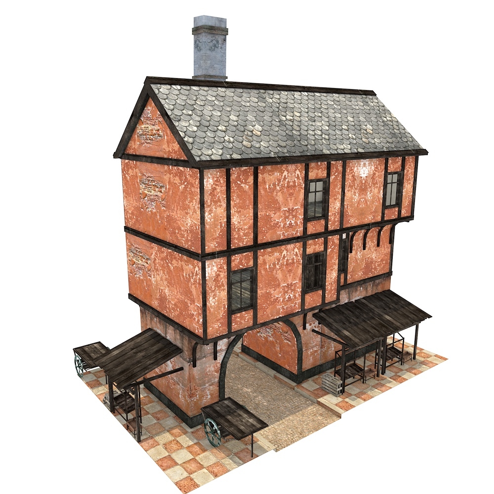 medieval gate house fbx