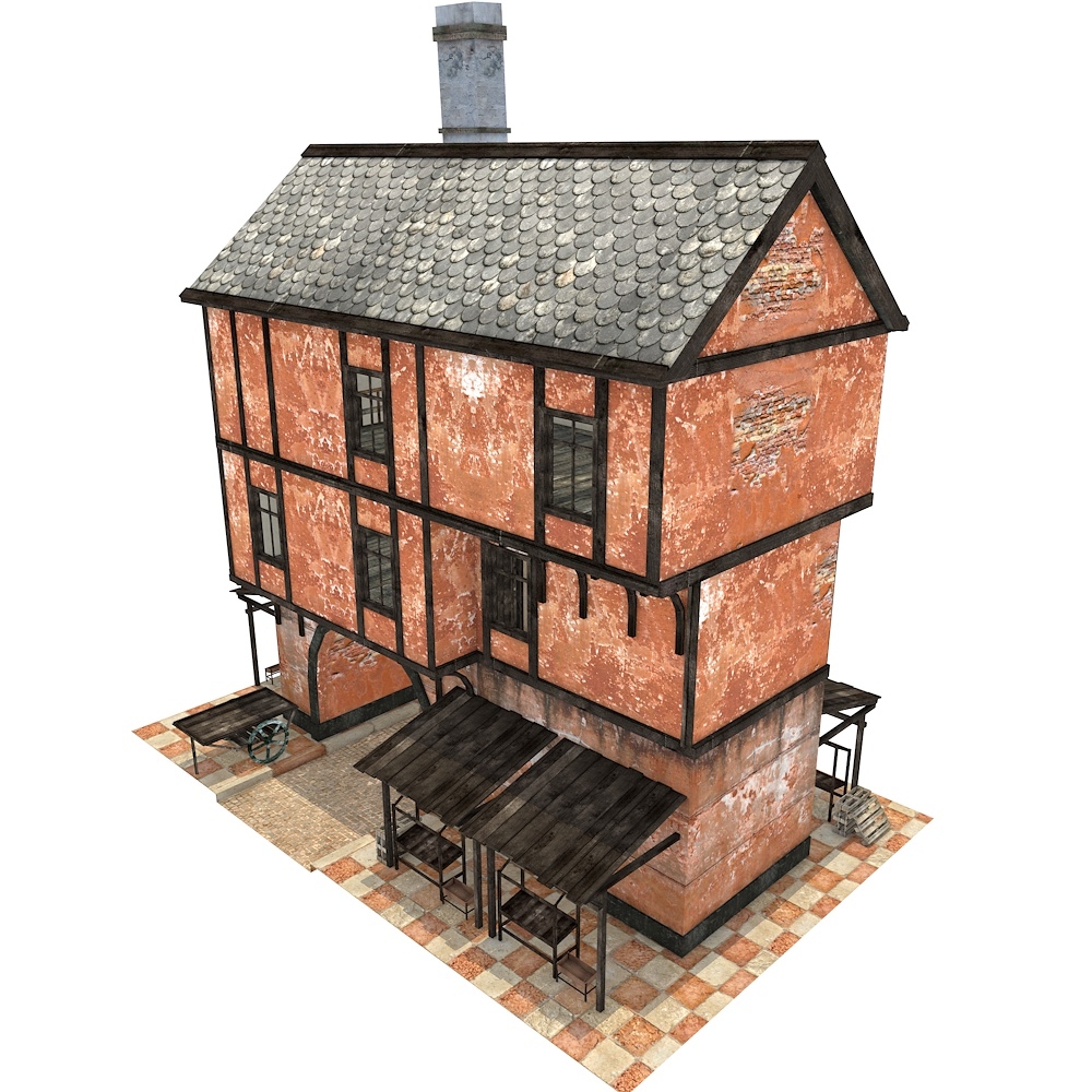 medieval gate house fbx