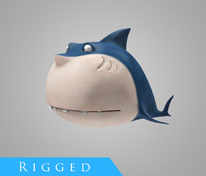 cartoon shark rigged obj