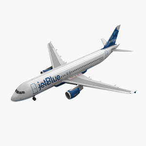 3d model airbus a320 jetblue animation