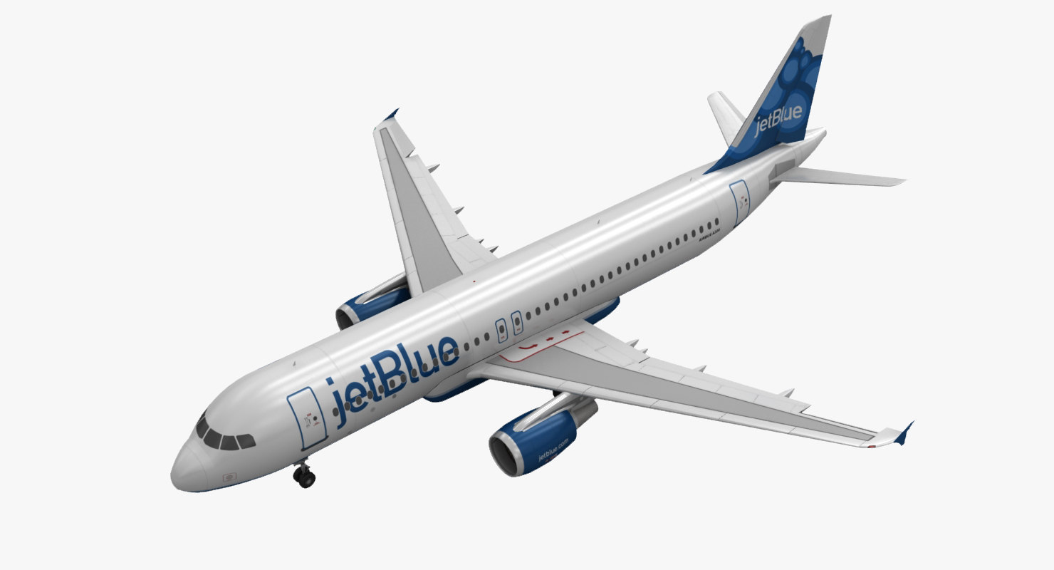 3d model airbus a320 jetblue animation