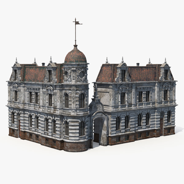 3d model old european house