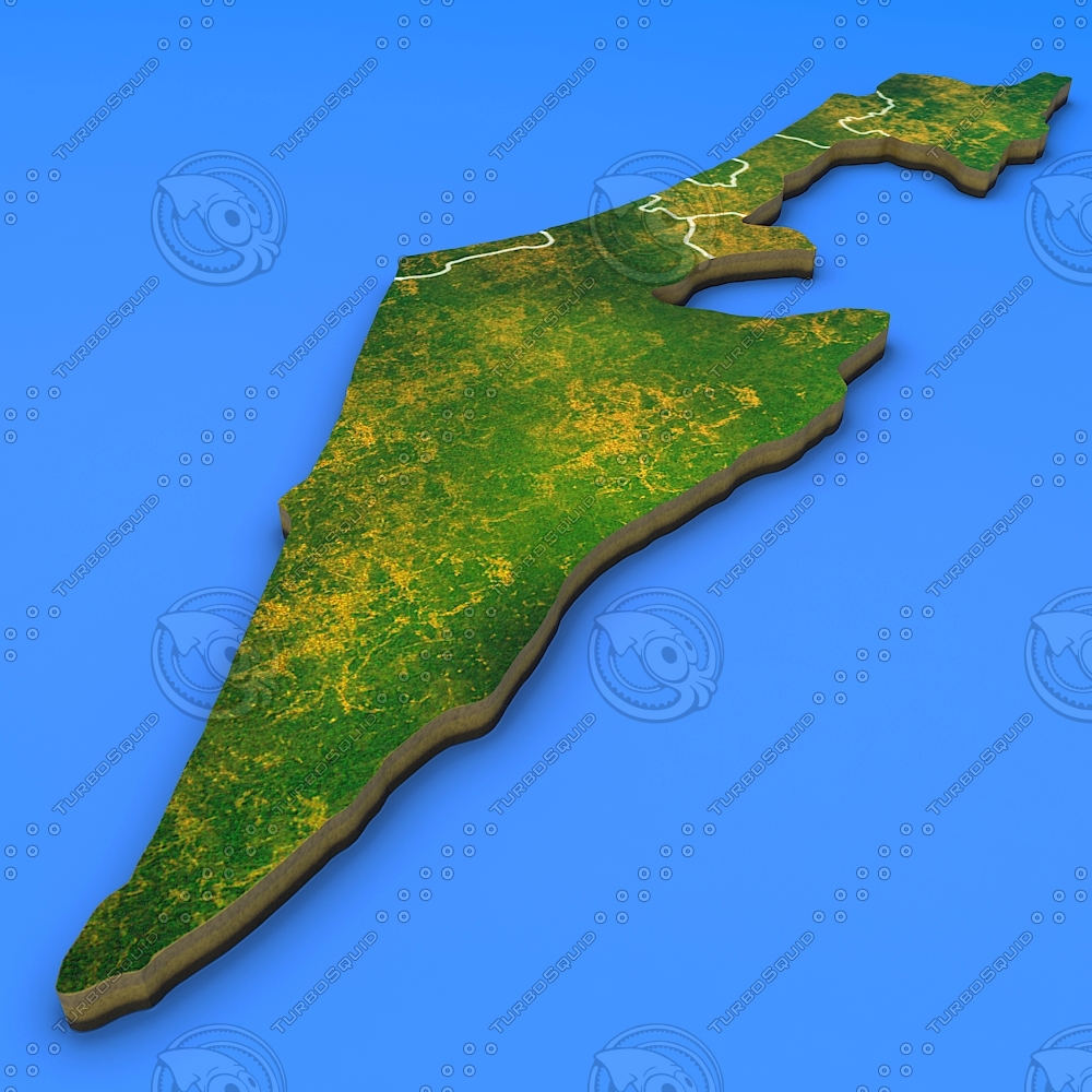以色列详细国家地图3d模型