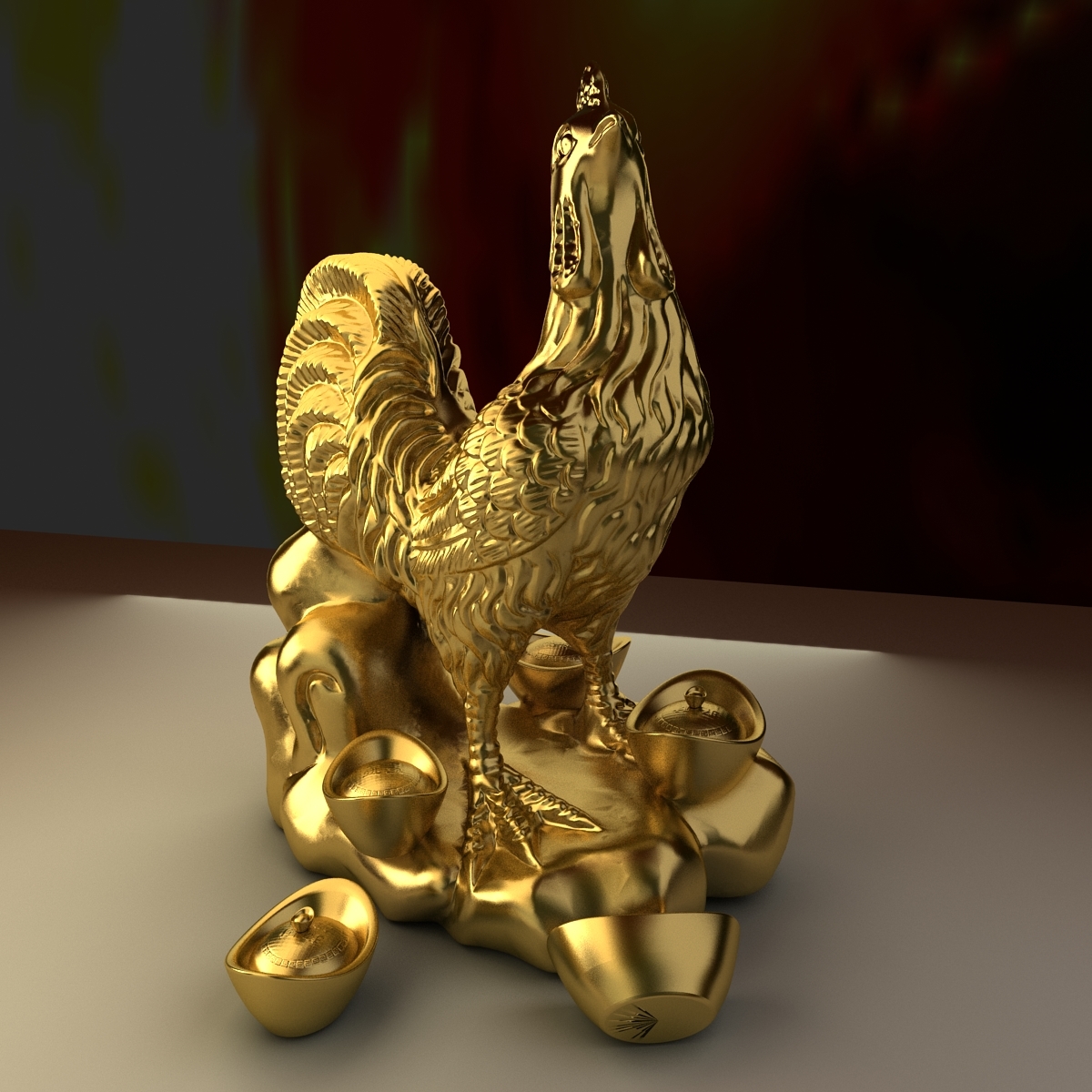 chinese zodiac rooster 3d model