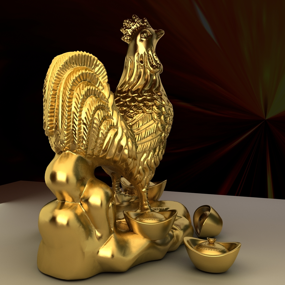 chinese zodiac rooster 3d model