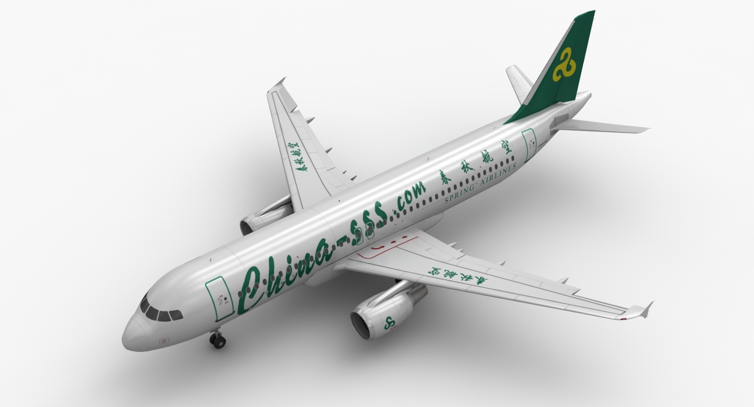 空客a320春秋航空动画3d模型
