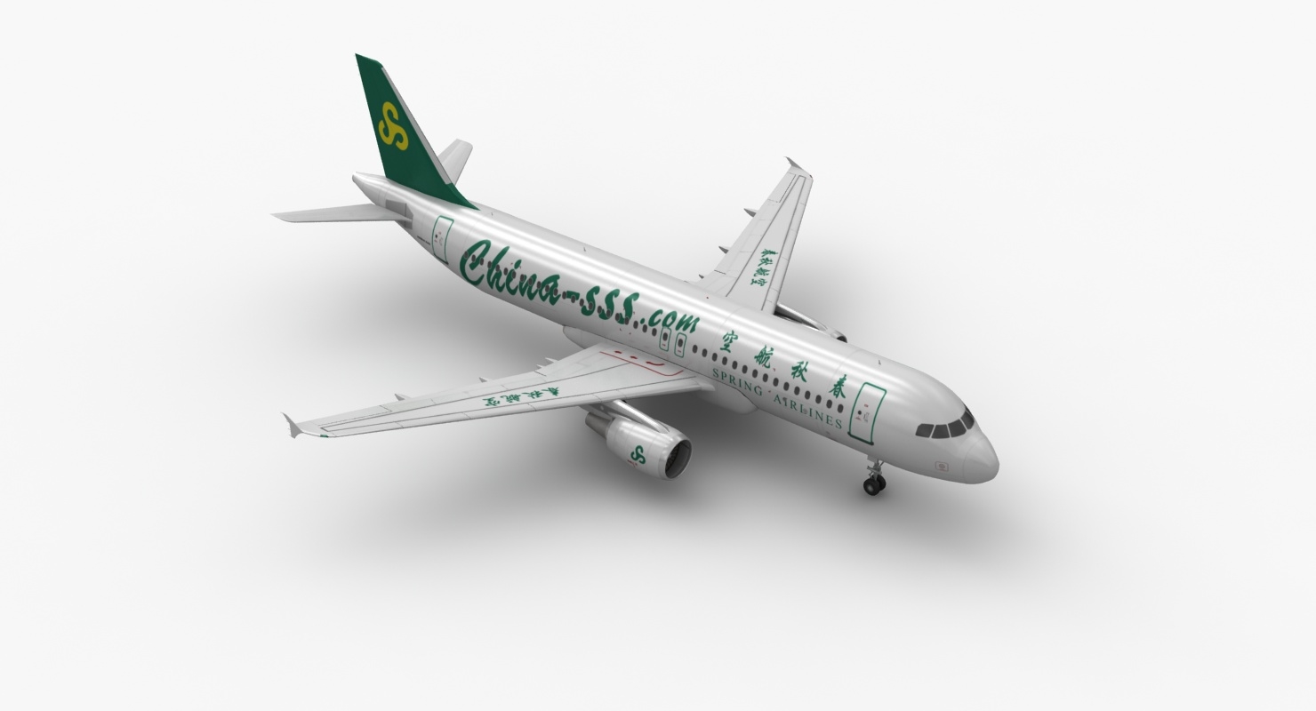空客a320春秋航空动画3d模型