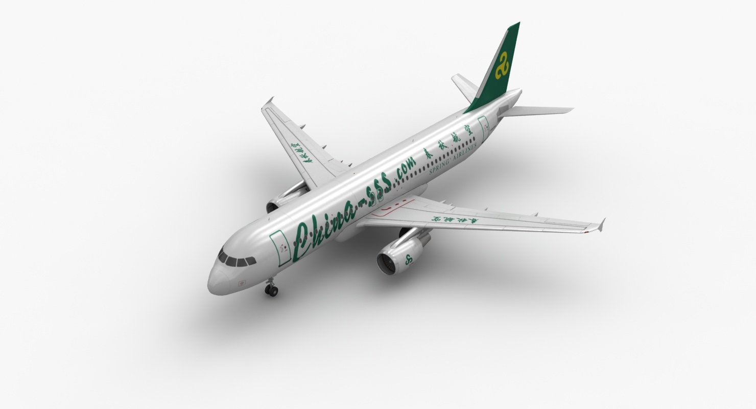 空客a320春秋航空动画3d模型