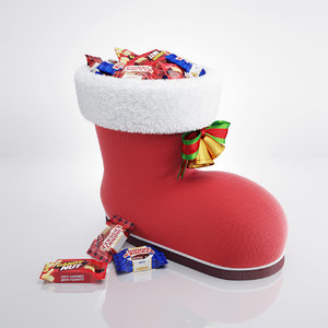 3d christmas boot candies model