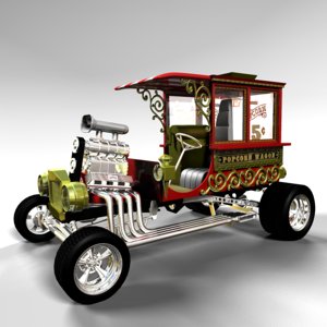 3d popcorn wagon