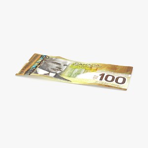 3d 100 canadian dollar note model