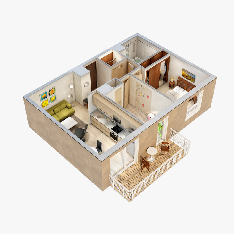 3d lighting floor plan scene model