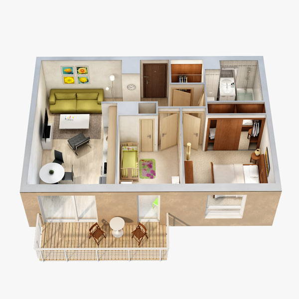 3d lighting floor plan scene model