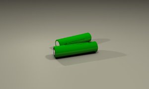 3d model green 18650 battery