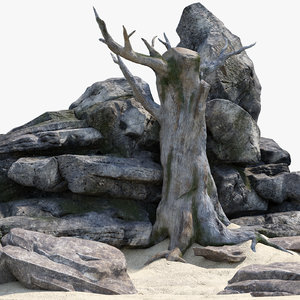 free rock tree 3d model
