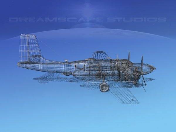 Douglas B-26b B-26 Bomber 3d Model