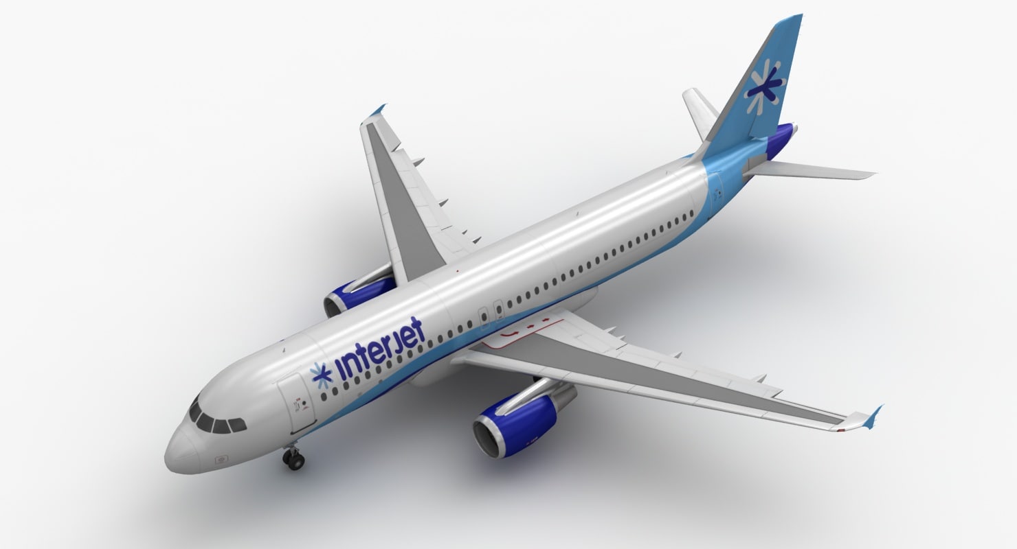 空中客车a320interjet动画3d模型