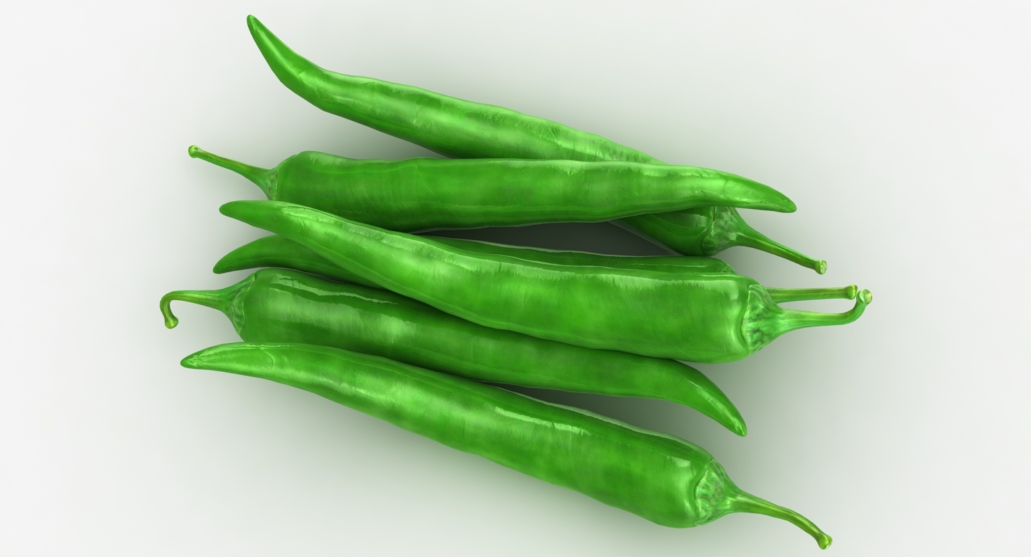 3d hot chili pepper green model