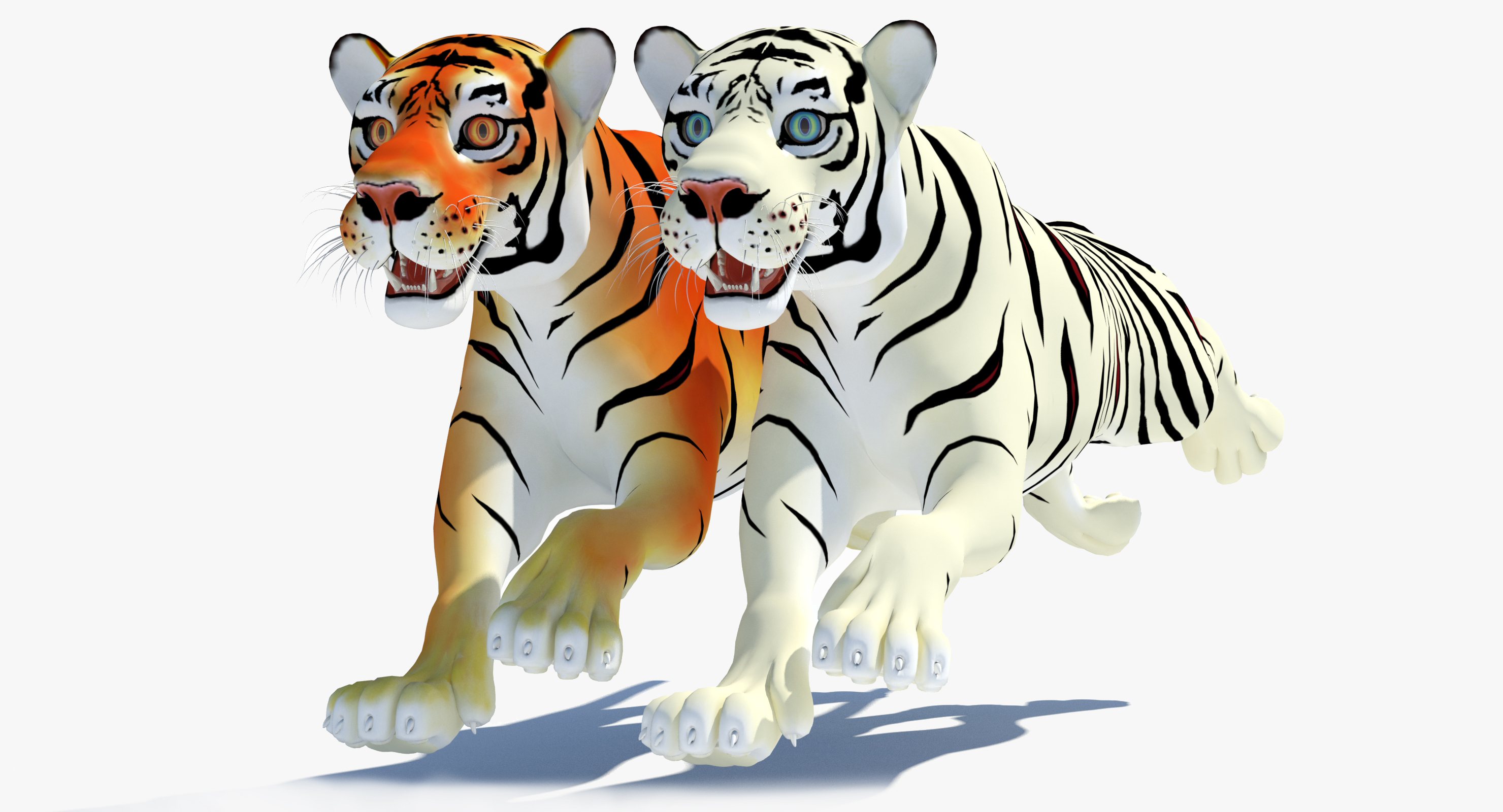 Cartoon Tiger White Natural 3d Model