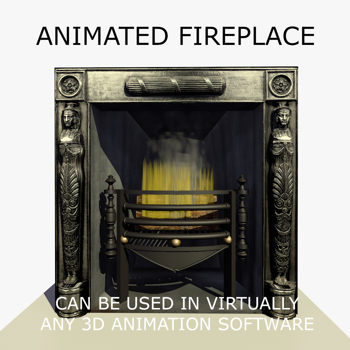 C4d Art Deco Fireplace Animation Flames