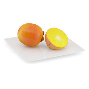 persimmon fruits white plate 3d model