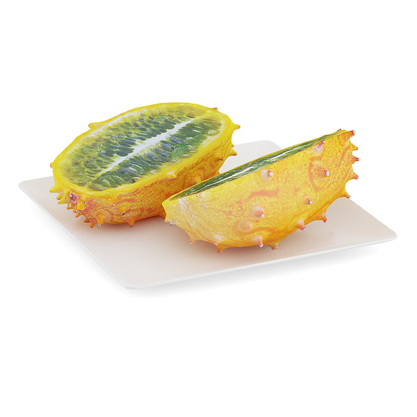 sliced horned melon white 3d model