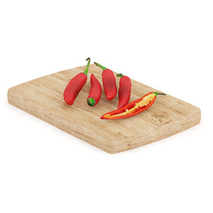 c4d chilli pepper wooden board
