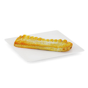 3d model sausage roll white plate