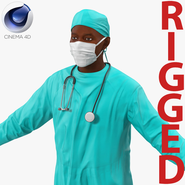 3d model male african american surgeon