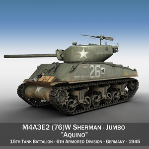 m4a3e2 sherman tank - 3d model