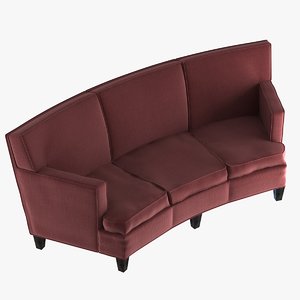 custom curved sofa red 3ds