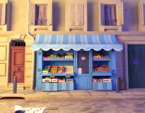 3d cartoon fruit shop