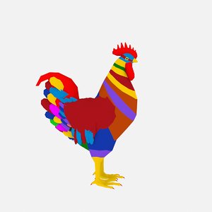 rooster multi colored 3d max