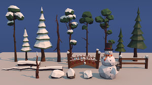 3d model winter trees