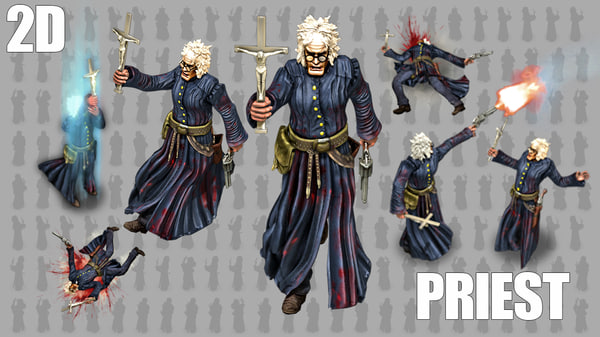 2D Priest Animated Character