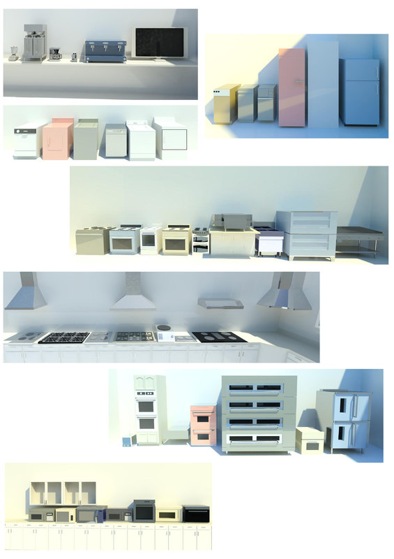revit kitchen appliances family 3d model