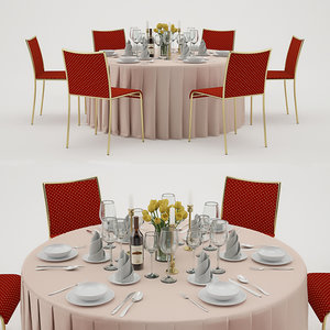 banquet table 6 3d model
