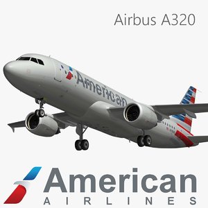 3d airbus a320 american airlines model