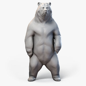 3d model standing bear sculpture