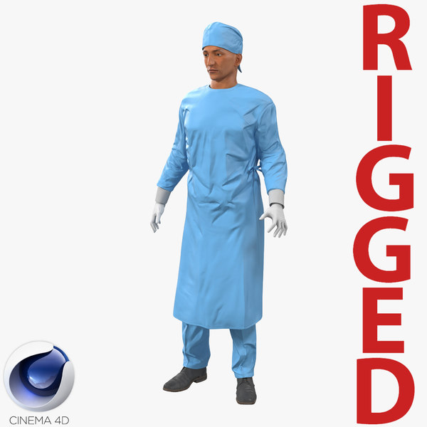 male surgeon mediterranean rigged 3d model